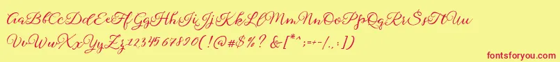 フォントSophia Script Free Demo – 赤い文字の黄色い背景