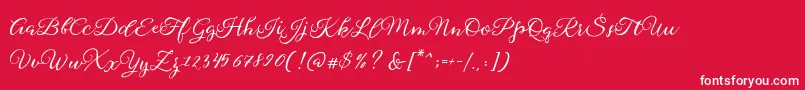 Sophia Script Free Demo-Schriftart – Weiße Schriften auf rotem Hintergrund