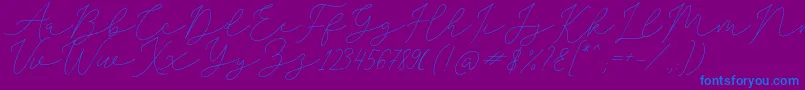 SophiaChristie-Schriftart – Blaue Schriften auf violettem Hintergrund