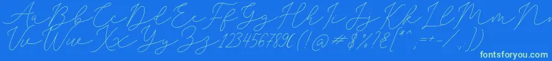 SophiaChristie Font – Green Fonts on Blue Background