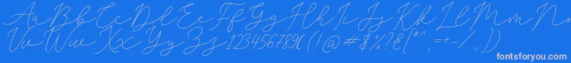 SophiaChristie-Schriftart – Rosa Schriften auf blauem Hintergrund