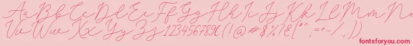 SophiaChristie-fontti – punaiset fontit vaaleanpunaisella taustalla