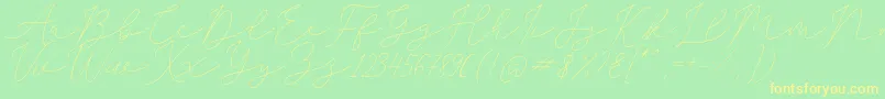 SophiaChristie-Schriftart – Gelbe Schriften auf grünem Hintergrund