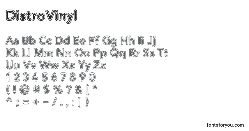 A fonte DistroVinyl – alfabeto, números, caracteres especiais