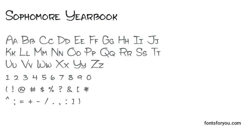 Шрифт Sophomore Yearbook – алфавит, цифры, специальные символы