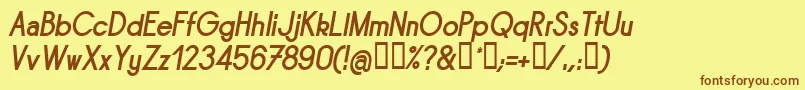 フォントSORNBI   – 茶色の文字が黄色の背景にあります。