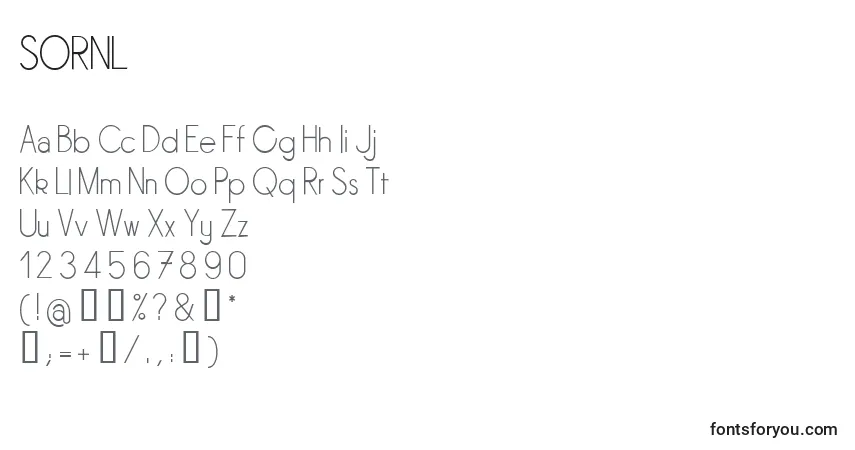 A fonte SORNL    (141466) – alfabeto, números, caracteres especiais