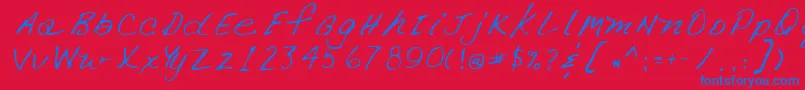 Lehn266-Schriftart – Blaue Schriften auf rotem Hintergrund