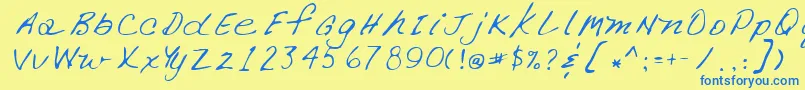 フォントLehn266 – 青い文字が黄色の背景にあります。