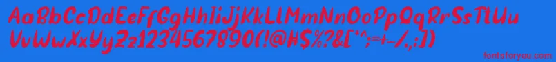 Czcionka Sotis Italic Font by 7NTypes – czerwone czcionki na niebieskim tle