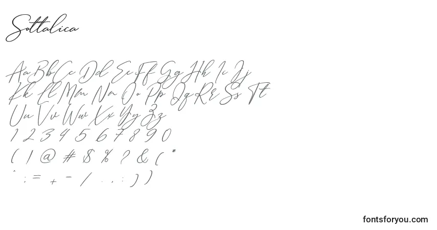 Czcionka Sottalica (141473) – alfabet, cyfry, specjalne znaki