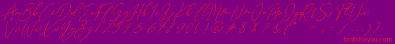 Sottalica-Schriftart – Rote Schriften auf violettem Hintergrund