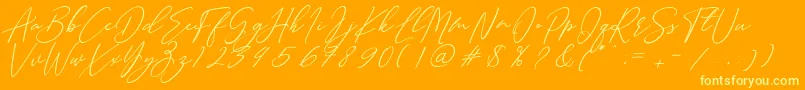 Sottalica-Schriftart – Gelbe Schriften auf orangefarbenem Hintergrund