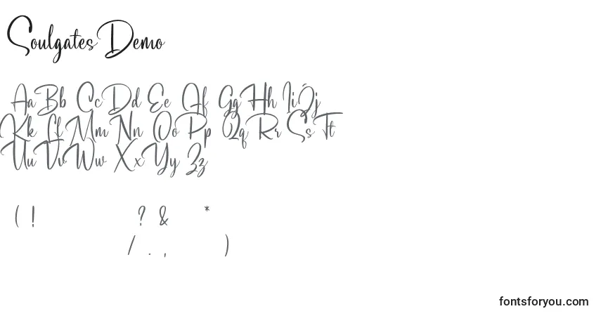 Schriftart Soulgates Demo (141479) – Alphabet, Zahlen, spezielle Symbole