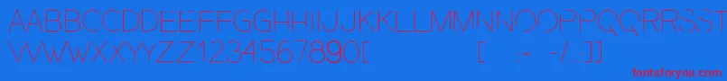 PresaUltralight-Schriftart – Rote Schriften auf blauem Hintergrund