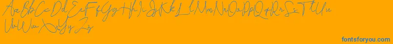 Soulter-Schriftart – Blaue Schriften auf orangefarbenem Hintergrund