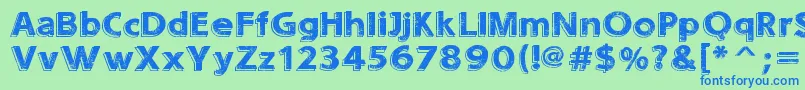 フォントSounds  Eroded – 青い文字は緑の背景です。