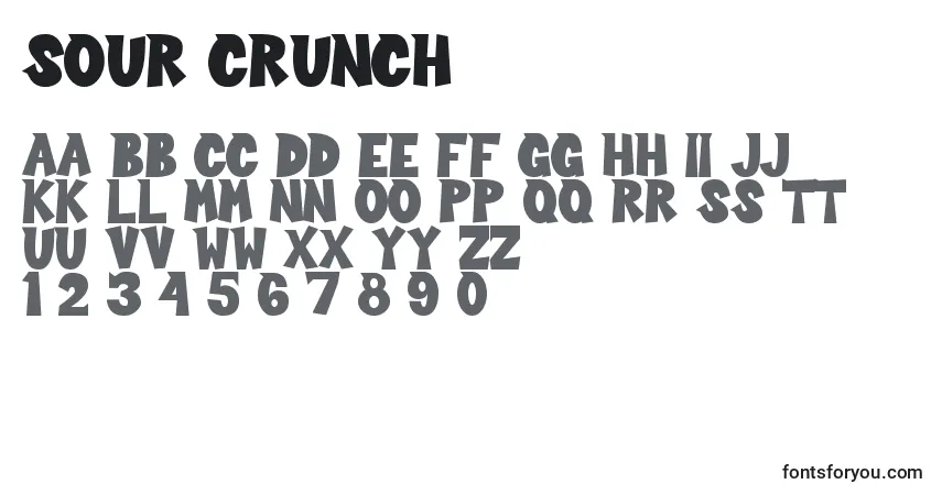 A fonte Sour Crunch – alfabeto, números, caracteres especiais