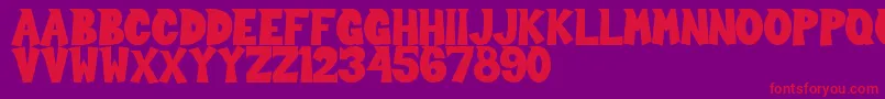 フォントSour Crunch – 紫の背景に赤い文字