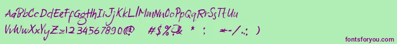 South Baggreg Demo Font – Purple Fonts on Green Background