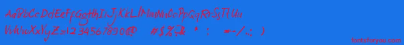 South Baggreg Demo-Schriftart – Rote Schriften auf blauem Hintergrund