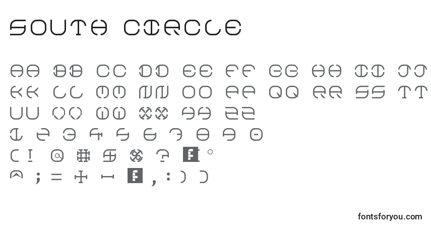 Czcionka South Circle – alfabet, cyfry, specjalne znaki