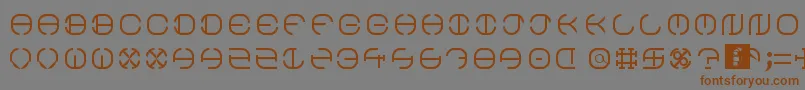 フォントSouth Circle – 茶色の文字が灰色の背景にあります。