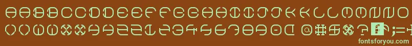 フォントSouth Circle – 緑色の文字が茶色の背景にあります。