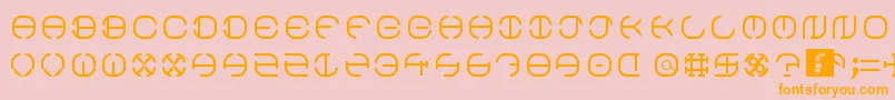 フォントSouth Circle – オレンジの文字がピンクの背景にあります。