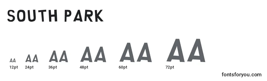 South park Font Sizes