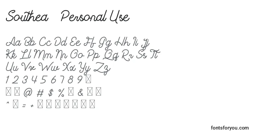 Шрифт Southea   Personal Use – алфавит, цифры, специальные символы