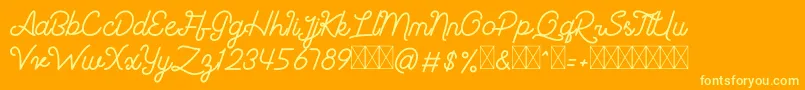 Weitere Informationen zur Southea Personal Use-Schriftart Southea Personal Use-Schriftart – Gelbe Schriften auf orangefarbenem Hintergrund