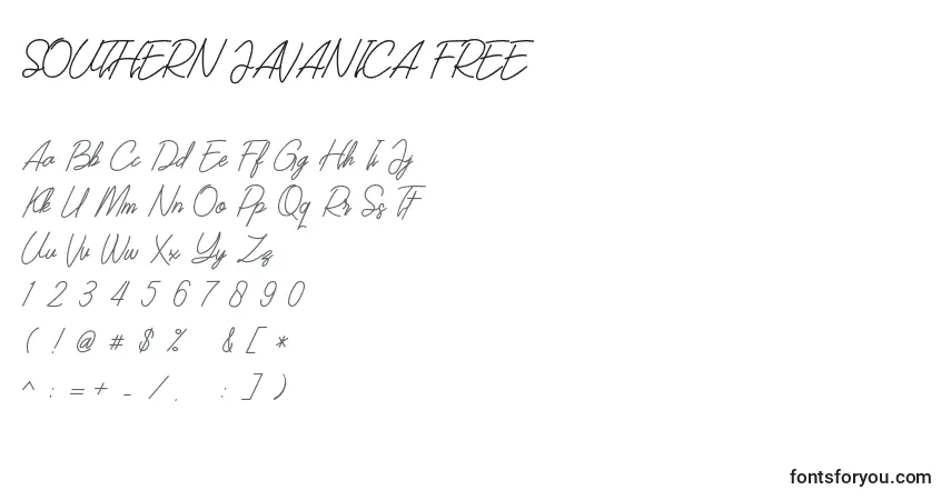 Schriftart SOUTHERN JAVANICA FREE – Alphabet, Zahlen, spezielle Symbole