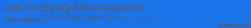 フォントSOUTHERN JAVANICA FREE – 茶色の文字が青い背景にあります。