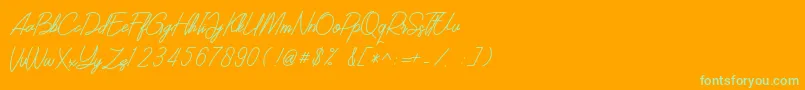 SOUTHERN JAVANICA FREE-Schriftart – Grüne Schriften auf orangefarbenem Hintergrund