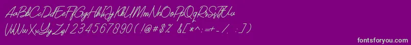 フォントSOUTHERN JAVANICA FREE – 紫の背景に緑のフォント