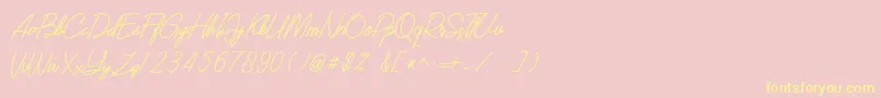 SOUTHERN JAVANICA FREE-fontti – keltaiset fontit vaaleanpunaisella taustalla