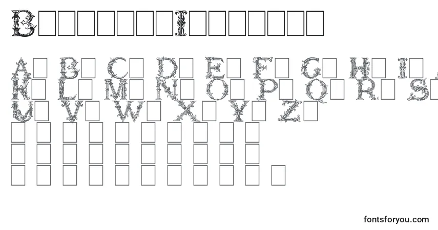 Czcionka BurgoyneInitials – alfabet, cyfry, specjalne znaki