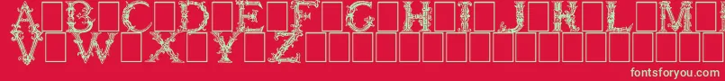 フォントBurgoyneInitials – 赤い背景に緑の文字