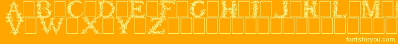 BurgoyneInitials-Schriftart – Gelbe Schriften auf orangefarbenem Hintergrund