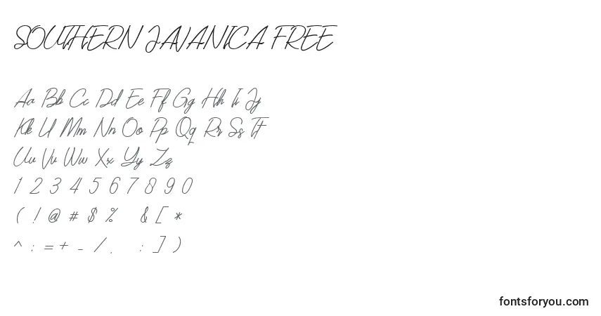 A fonte SOUTHERN JAVANICA FREE (141500) – alfabeto, números, caracteres especiais