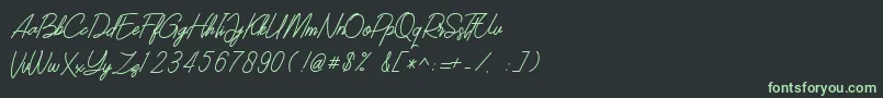 フォントSOUTHERN JAVANICA FREE – 黒い背景に緑の文字