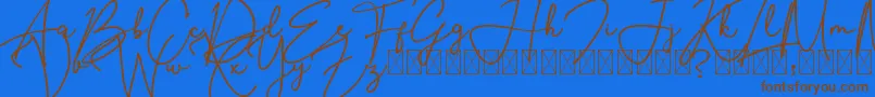 SouthernJannie-Schriftart – Braune Schriften auf blauem Hintergrund