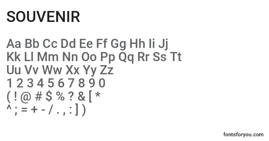 Czcionka SOUVENIR (141506) – alfabet, cyfry, specjalne znaki