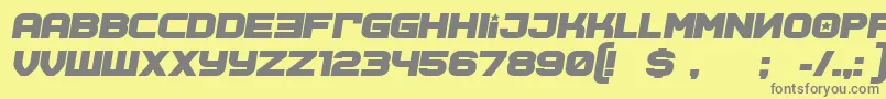 SovietProgram BoldItalic-Schriftart – Graue Schriften auf gelbem Hintergrund