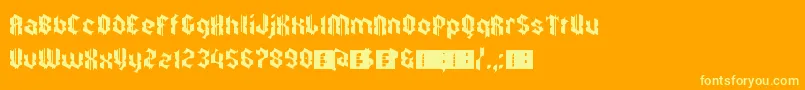 ZkalpelbarEyeFs-Schriftart – Gelbe Schriften auf orangefarbenem Hintergrund