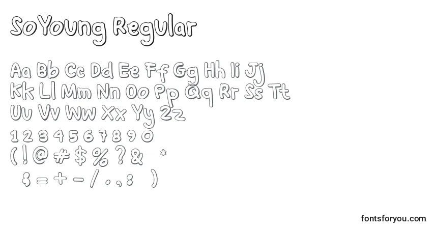Schriftart SoYoung Regular (141510) – Alphabet, Zahlen, spezielle Symbole