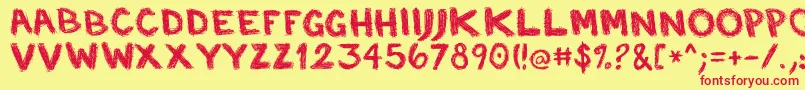 SP Caffeine  Regular-Schriftart – Rote Schriften auf gelbem Hintergrund
