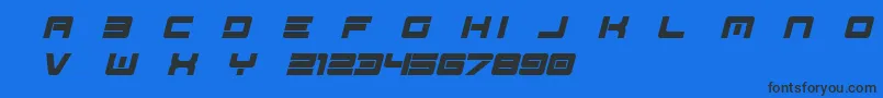 Spac3   Tech v17 Full Italic otf Free Font – Black Fonts on Blue Background