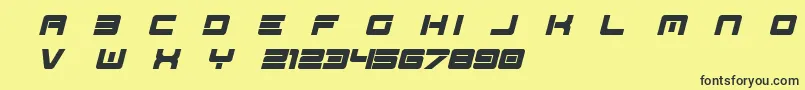 Шрифт Spac3   Tech v17 Full Italic otf Free – чёрные шрифты на жёлтом фоне